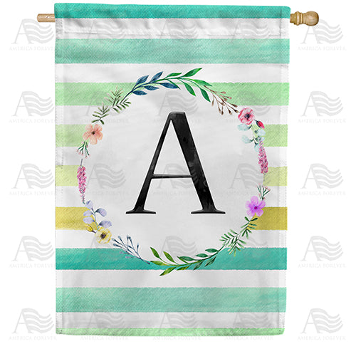 America Forever Blue Striped Watercolor Monogram House Flag