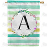 America Forever Blue Striped Watercolor Monogram House Flag