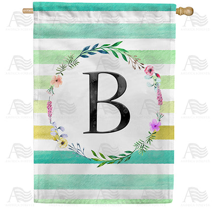 America Forever Blue Striped Watercolor Monogram House Flag