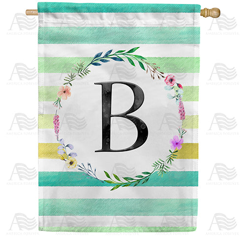America Forever Blue Striped Watercolor Monogram House Flag