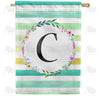 America Forever Blue Striped Watercolor Monogram House Flag