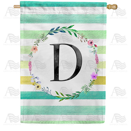 America Forever Blue Striped Watercolor Monogram House Flag