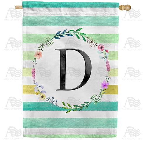 America Forever Blue Striped Watercolor Monogram House Flag