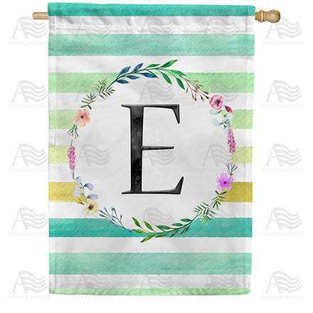 America Forever Blue Striped Watercolor Monogram House Flag