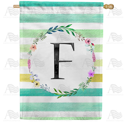 America Forever Blue Striped Watercolor Monogram House Flag