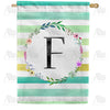 America Forever Blue Striped Watercolor Monogram House Flag