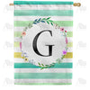 America Forever Blue Striped Watercolor Monogram House Flag