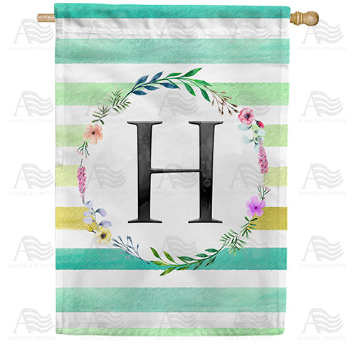 America Forever Blue Striped Watercolor Monogram House Flag