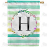 America Forever Blue Striped Watercolor Monogram House Flag