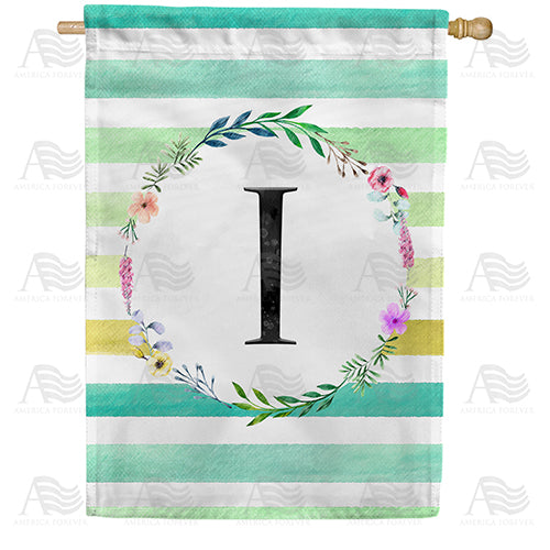 America Forever Blue Striped Watercolor Monogram House Flag