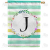 America Forever Blue Striped Watercolor Monogram House Flag
