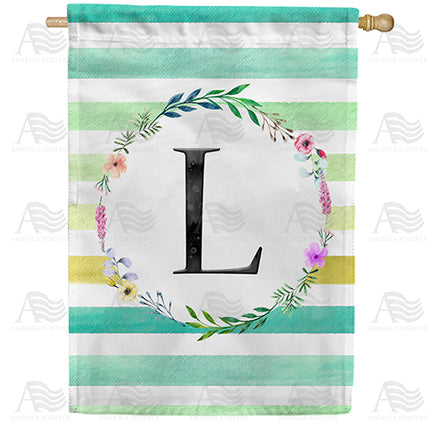 America Forever Blue Striped Watercolor Monogram House Flag