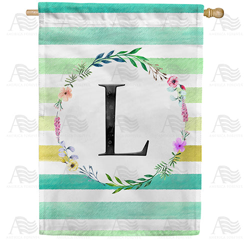 America Forever Blue Striped Watercolor Monogram House Flag