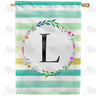America Forever Blue Striped Watercolor Monogram House Flag