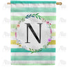 America Forever Blue Striped Watercolor Monogram House Flag