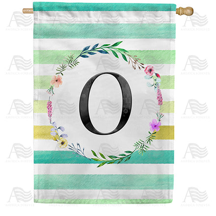 America Forever Blue Striped Watercolor Monogram House Flag