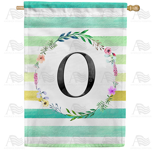 America Forever Blue Striped Watercolor Monogram House Flag