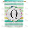 America Forever Blue Striped Watercolor Monogram House Flag