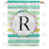 America Forever Blue Striped Watercolor Monogram House Flag