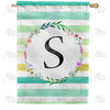 America Forever Blue Striped Watercolor Monogram House Flag