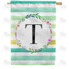 America Forever Blue Striped Watercolor Monogram House Flag