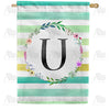America Forever Blue Striped Watercolor Monogram House Flag