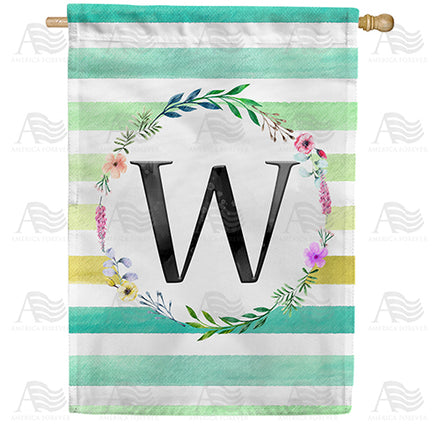 America Forever Blue Striped Watercolor Monogram House Flag