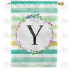 America Forever Blue Striped Watercolor Monogram House Flag