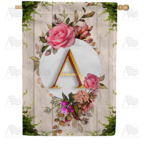 America Forever Fancy Rose Monogram House Flag