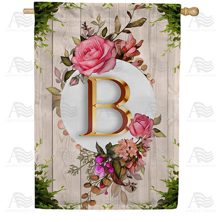 America Forever Fancy Rose Monogram House Flag