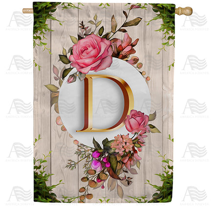 America Forever Fancy Rose Monogram House Flag
