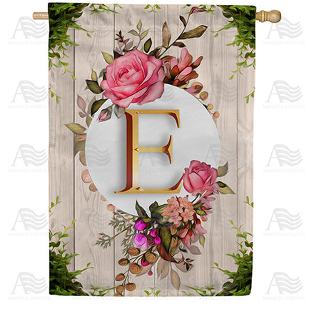 America Forever Fancy Rose Monogram House Flag