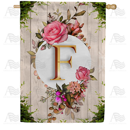America Forever Fancy Rose Monogram House Flag