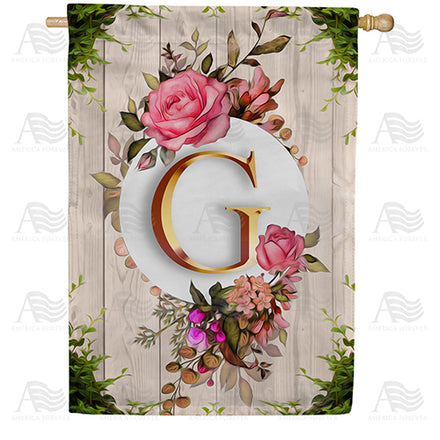 America Forever Fancy Rose Monogram House Flag