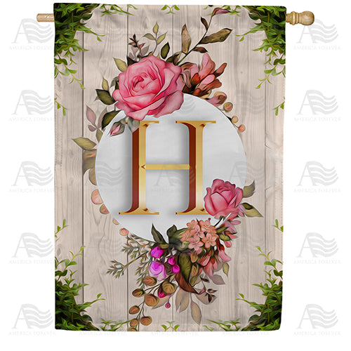 America Forever Fancy Rose Monogram House Flag