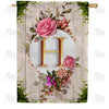 America Forever Fancy Rose Monogram House Flag