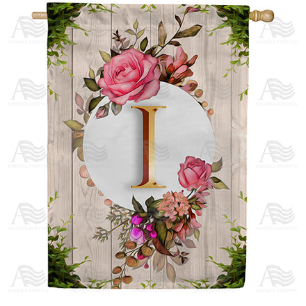 America Forever Fancy Rose Monogram House Flag