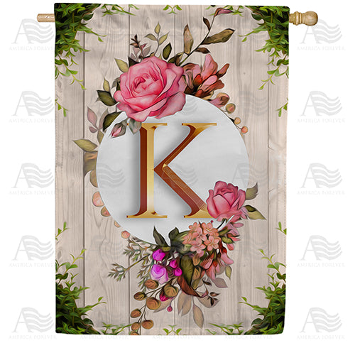 America Forever Fancy Rose Monogram House Flag