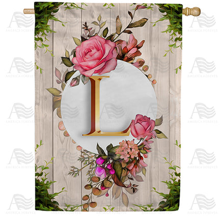 America Forever Fancy Rose Monogram House Flag