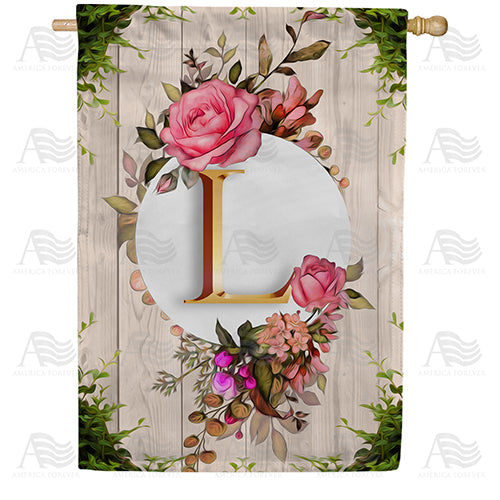America Forever Fancy Rose Monogram House Flag