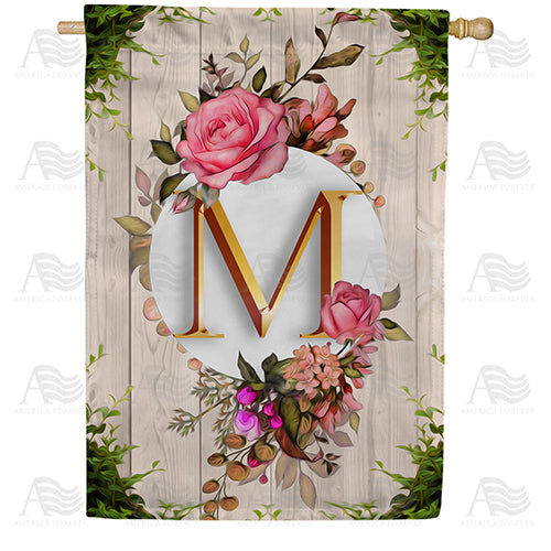 America Forever Fancy Rose Monogram House Flag