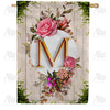 America Forever Fancy Rose Monogram House Flag
