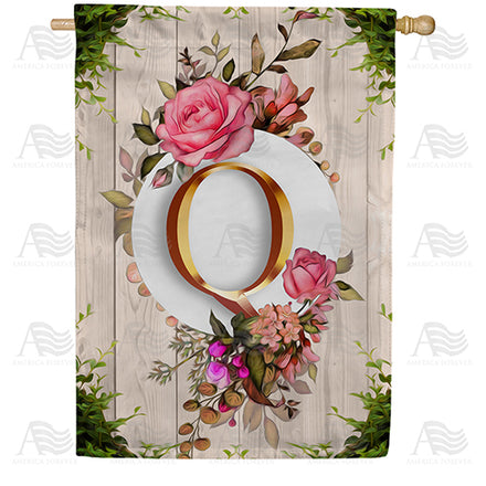 America Forever Fancy Rose Monogram House Flag