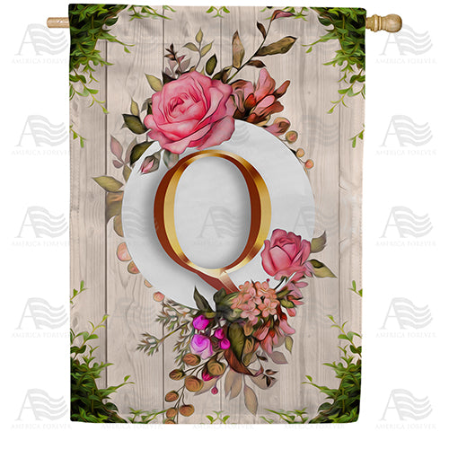 America Forever Fancy Rose Monogram House Flag