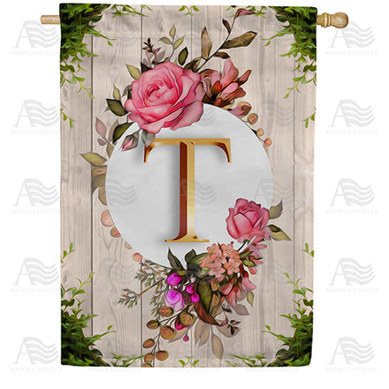 America Forever Fancy Rose Monogram House Flag