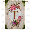 America Forever Fancy Rose Monogram House Flag