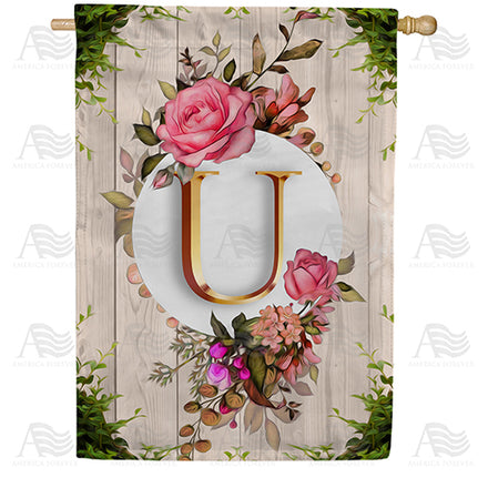 America Forever Fancy Rose Monogram House Flag