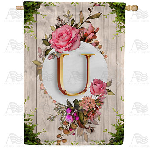 America Forever Fancy Rose Monogram House Flag