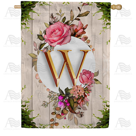 America Forever Fancy Rose Monogram House Flag