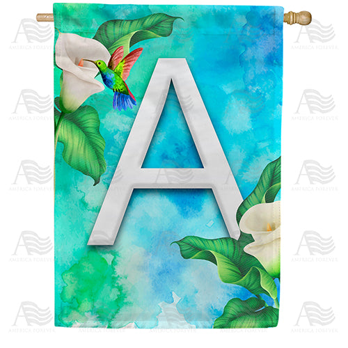 America Forever Hummingbird At Lily Monogram House Flag